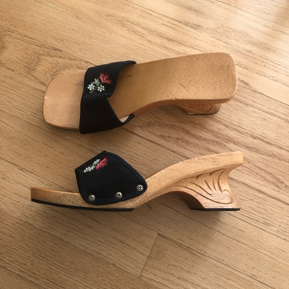 Anthropologie Shoes - Beautiful embroidered wooden sandals